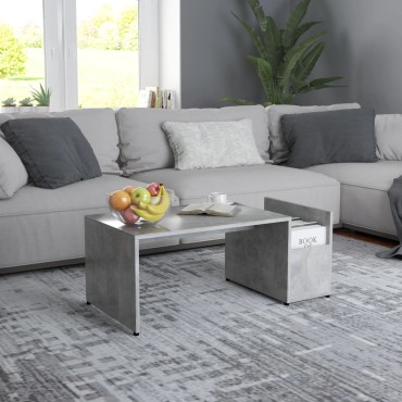 vidaXL Τραπεζάκι Σαλονιού Γκρι Σκυροδέματος 90x45x35cm Επεξ. Ξύλο 1 τεμ.