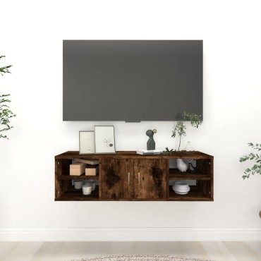 vidaXL Ραφιέρα Τοίχου Καπνιστή Δρυς 102x30x29cm Επεξεργασμένο Ξύλο 1 τεμ.