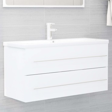 vidaXL Ντουλάπι Νιπτήρα Λευκό 100x38,5x48cm από Επεξ. Ξύλο 1 τεμ.