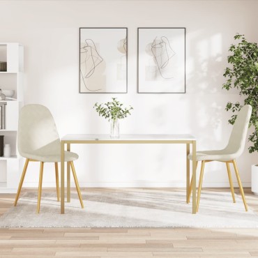 vidaXL Καρέκλες Τραπεζαρίας 2 τεμ. Κρεμ Λευκό Βελούδινες 45x53,5x83cm