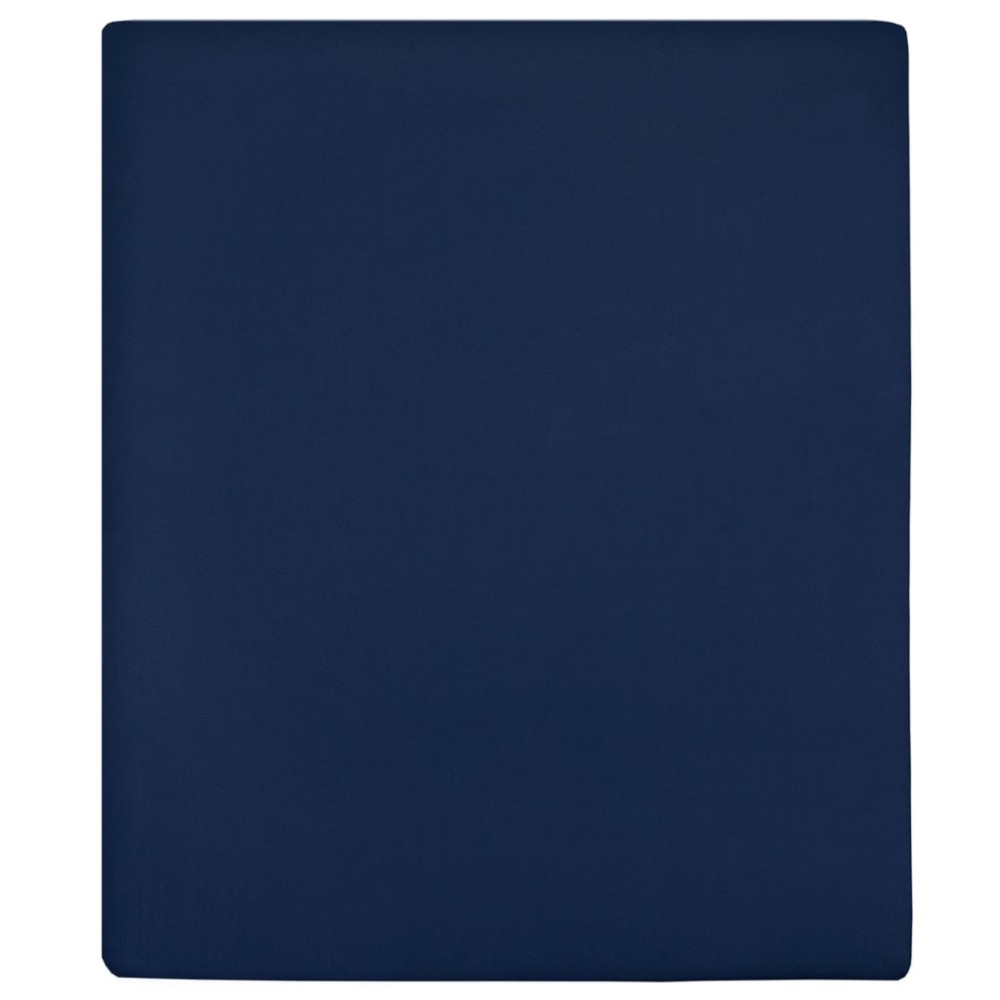 vidaXL Σεντόνι Με Λάστιχο Μπλε 180x200 εκ. Βαμβακερό Ζέρσεϊ