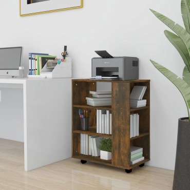 vidaXL Ντουλάπι Με Ροδάκια Καπνιστή Δρυς 60x35x75cm Επεξ. Ξύλο 1 τεμ.