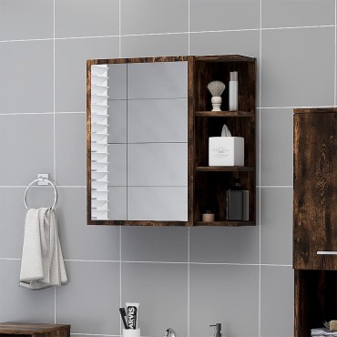 vidaXL Ντουλάπι Μπάνιου με Καθρέφτη Καπν. Δρυς 62,5x20,5x64cm Επ. Ξύλο 1 τεμ.