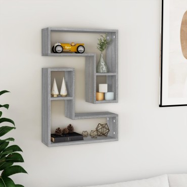 vidaXL Ραφιέρες Τοίχου 2 τεμ. Γκρι Sonoma 50 x15x50cm Επεξ. Ξύλο