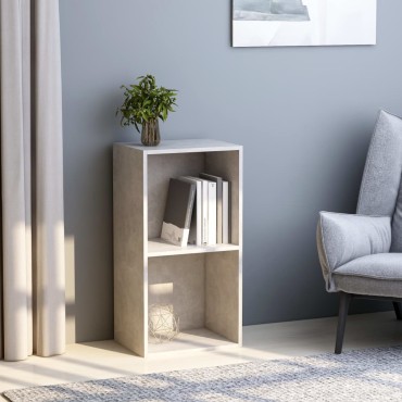 vidaXL Βιβλιοθήκη με 2 Ράφια Γκρι Σκυροδεμ. 40x30x76,5cm Μοριοσανίδα 1 τεμ.