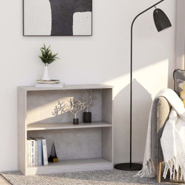 vidaXL Βιβλιοθήκη Γκρι του Σκυροδέματος 80x24x75cm Μοριοσανίδα 1 τεμ.