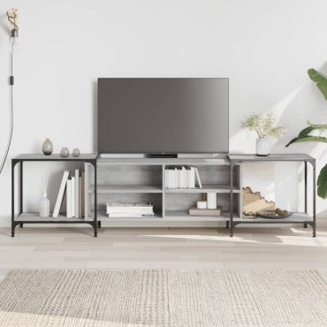 vidaXL Έπιπλο Τηλεόρασης Γκρι Sonoma 203x37x50cm Επεξεργ. Ξύλο