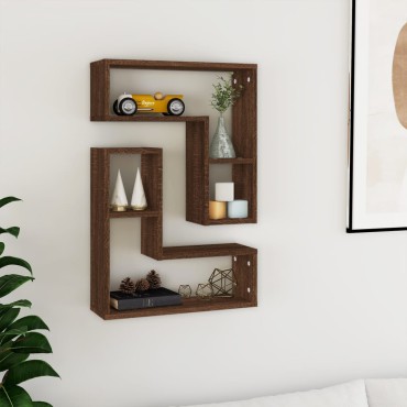 vidaXL Ραφιέρες Τοίχου 2 τεμ. Καφέ Δρυς 50x15x50cm Επεξεργασμένο Ξύλο