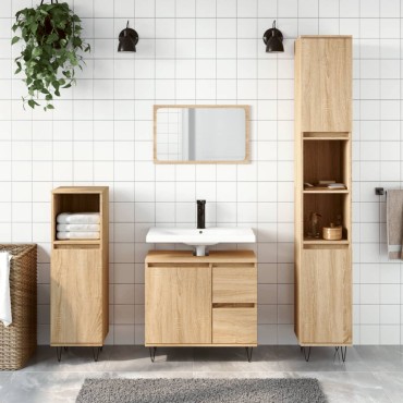 vidaXL Ντουλάπι Μπάνιου Sonoma Δρυς 65x33x60cm Επεξεργασμένο Ξύλο