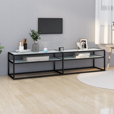 vidaXL Έπιπλο Τηλεόρασης Λευκό Όψη Μαρμάρου 180x40x40,5cm Ψημένο Γυαλί