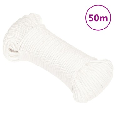vidaXL Σχοινί Ναυτιλίας Ολόλευκο 3 χιλ. 50 μ. από Πολυπροπυλένιο