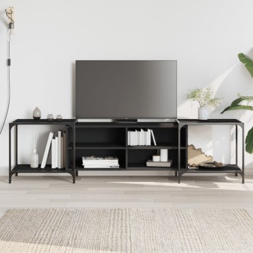 vidaXL Έπιπλο Τηλεόρασης Μαύρο 203x37x50cm από Επεξεργασμένο Ξύλο