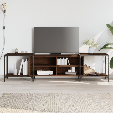 vidaXL Έπιπλο Τηλεόρασης Καφέ Δρυς 203x37x50cm από Επεξεργ. Ξύλο