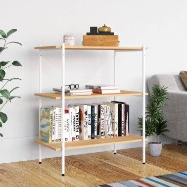 vidaXL Ραφιέρα 3 Επιπέδων Λευκή και Δρυς 80x40x92cm 1 τεμ.