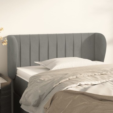 vidaXL Κεφαλάρι με Πτερύγια Ανοιχτό Γκρι 83x23x78/88cm Βελούδινο 1 τεμ.