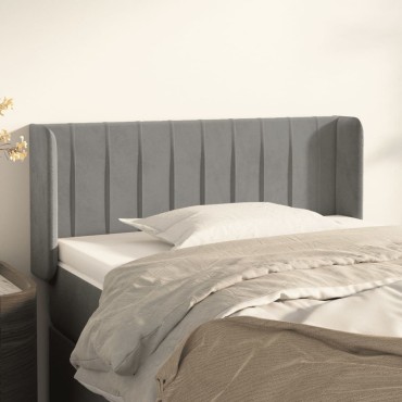 vidaXL Κεφαλάρι με Πτερύγια Ανοιχτό Γκρι 83x16x78/88cm Βελούδινο 1 τεμ.