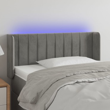 vidaXL Κεφαλάρι Κρεβατιού LED Ανοιχτό Γκρι 83x16x78/88cm Βελούδινο 1 τεμ.