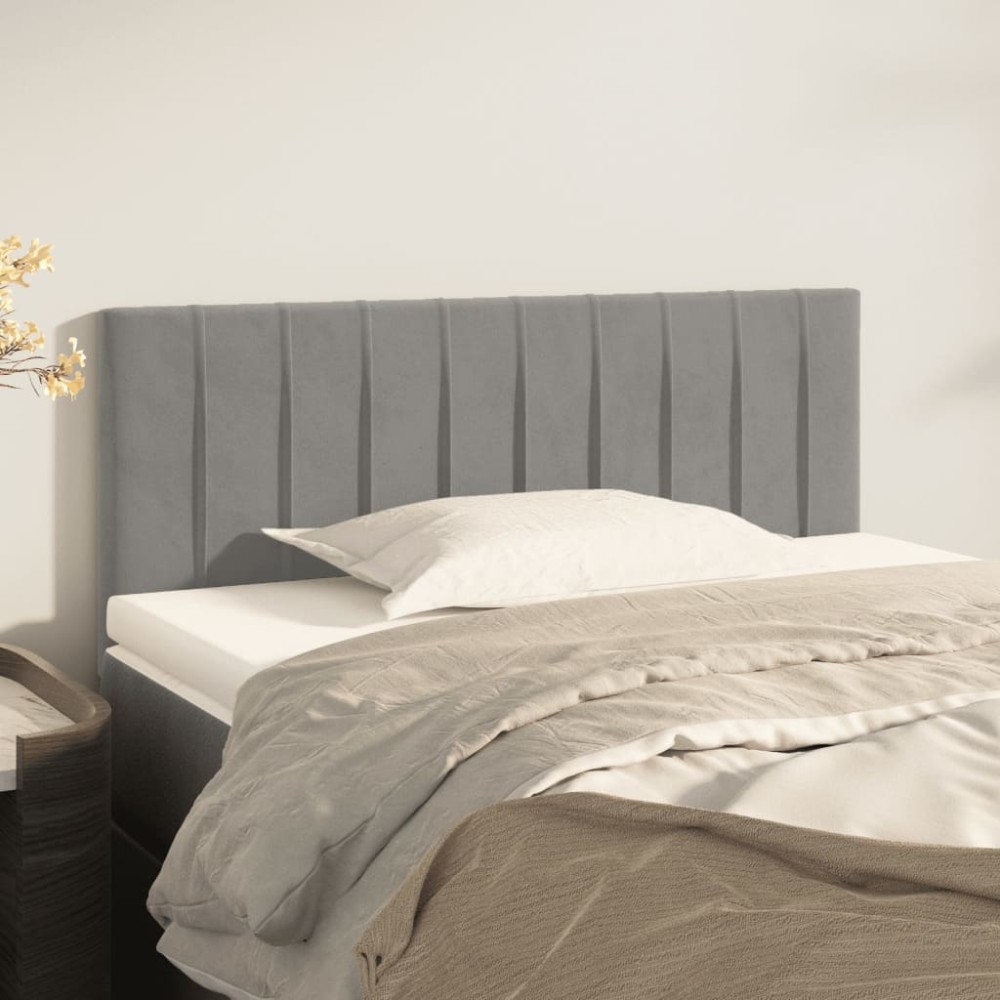 vidaXL Κεφαλάρι Κρεβατιού Ανοιχτό Γκρι 80x5x78/88cm Βελούδινο 1 τεμ.