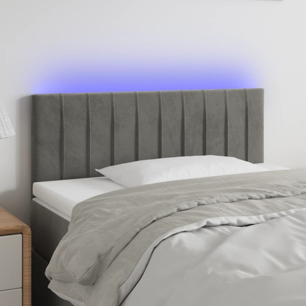 vidaXL Κεφαλάρι Κρεβατιού LED Ανοιχτό Γκρι 80x5x78/88cm Βελούδινο 1 τεμ.