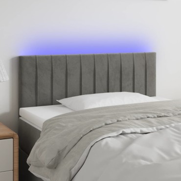 vidaXL Κεφαλάρι Κρεβατιού LED Ανοιχτό Γκρι 80x5x78/88cm Βελούδινο 1 τεμ.