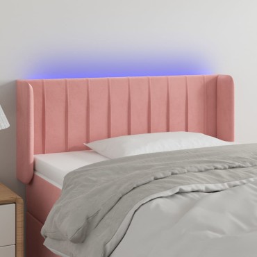 vidaXL Κεφαλάρι Κρεβατιού LED Ροζ 83x16x78/88cm Βελούδινο 1 τεμ.