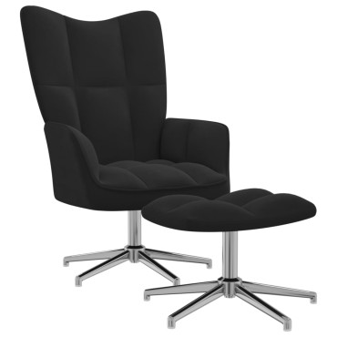 vidaXL Πολυθρόνα Relax Μαύρη Βελούδινη με Σκαμπό 62x68x98cm 1 τεμ.