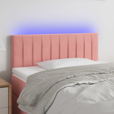 vidaXL Κεφαλάρι Κρεβατιού LED Ροζ 80x5x78/88cm Βελούδινο 1 τεμ.