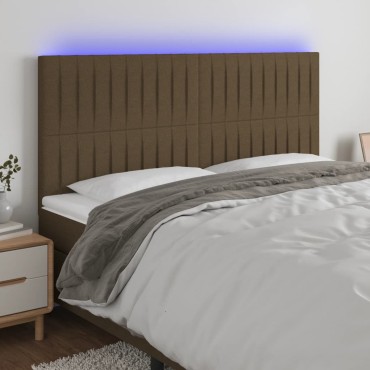 vidaXL Κεφαλάρι Κρεβατιού LED Σκούρο Καφέ 180x5x118/128cm Υφασμάτινο 1 τεμ.