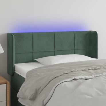 vidaXL Κεφαλάρι Κρεβατιού LED Σκούρο Πράσινο 103x16x78/88cm Βελούδινο 1 τεμ.