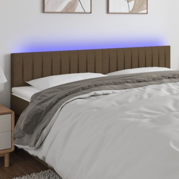 vidaXL Κεφαλάρι Κρεβατιού LED Σκούρο Καφέ 160x5x78/88cm Υφασμάτινο 1 τεμ.