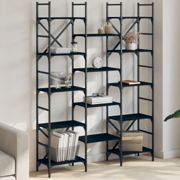 vidaXL Βιβλιοθήκη Μαύρη 127,5x28,5x172,5cm από Επεξεργασμένο Ξύλο 1 τεμ.