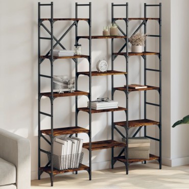 vidaXL Βιβλιοθήκη Καπνιστή Δρυς 127,5x28,5x172,5cm Επεξεργασμένο Ξύλο 1 τεμ.