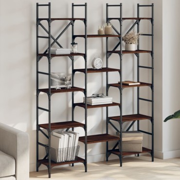 vidaXL Βιβλιοθήκη Καφέ Δρυς 127,5x28,5x172,5cm Επεξεργασμένο Ξύλο 1 τεμ.