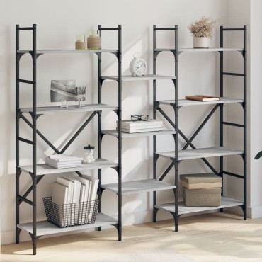 vidaXL Βιβλιοθήκη Γκρι Sonoma 160x28,5x136,5cm Επεξεργασμένο Ξύλο 1 τεμ.