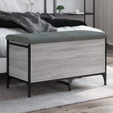vidaXL Παγκάκι Αποθήκευσης Γκρι Sonoma 82x42x45cm Επεξεργασμένο Ξύλο 1 τεμ.