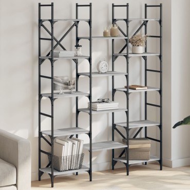 vidaXL Βιβλιοθήκη Γκρι Sonoma 127,5x28,5x172,5cm Επεξεργασμένο Ξύλο 1 τεμ.