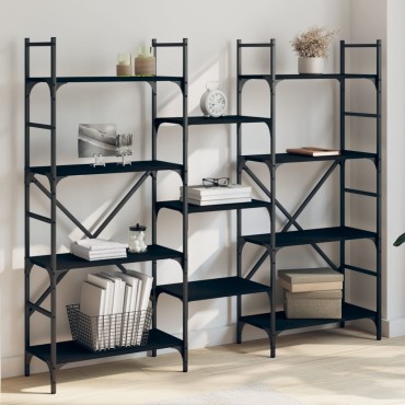 vidaXL Βιβλιοθήκη Μαύρη 160x28,5x136,5cm από Επεξεργασμένο Ξύλο 1 τεμ.