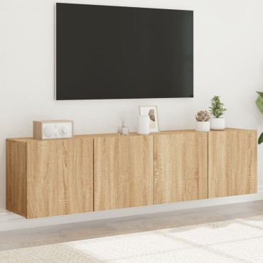 vidaXL Ντουλάπια Τοίχου Τηλεόρασης 2 τεμ. Sonoma Δρυς 80x30x41cm