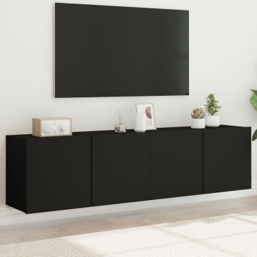vidaXL Ντουλάπια Τοίχου Τηλεόρασης 2 τεμ. Μαύρα 80x30x41cm