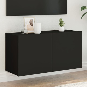 vidaXL Ντουλάπι Τοίχου Τηλεόρασης Μαύρο 80x30x41cm