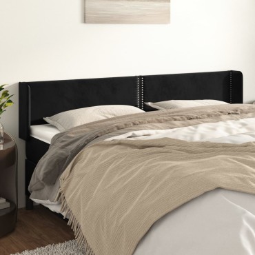 vidaXL Κεφαλάρι με Πτερύγια Μαύρο 163x16x78/88cm Βελούδινο 1 τεμ.