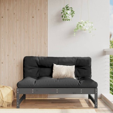 vidaXL Καναπές Κήπου Μεσαίος Γκρι 120x80cm από Μασίφ Ξύλο Πεύκου 1 τεμ. Γωνιακός