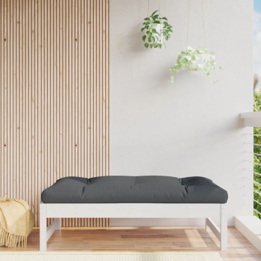vidaXL Υποπόδιο Κήπου Λευκό 120x80cm από Μασίφ Ξύλο Πεύκου 1 τεμ. Γωνιακός