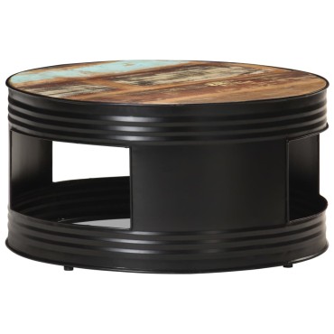 vidaXL Τραπέζι Σαλονιού Μαύρο 68x68x36cm Μασίφ Ανακυκλωμένο Ξύλο 1 τεμ.