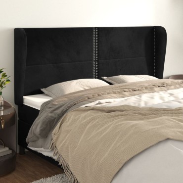 vidaXL Κεφαλάρι με Πτερύγια Μαύρο 163x23x118/128cm Βελούδινο 1 τεμ.