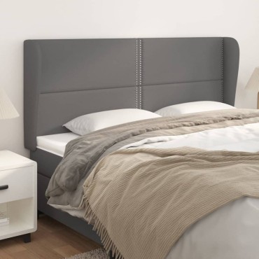 vidaXL Κεφαλάρι με Πτερύγια Γκρι 203x23x118/128cm Συνθετικό Δέρμα 1 τεμ.
