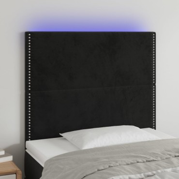 vidaXL Κεφαλάρι Κρεβατιού LED Μαύρο 80x5x118/128cm Βελούδινο 1 τεμ.