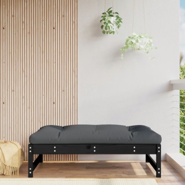 vidaXL Υποπόδιο Κήπου Μαύρο 120x80cm από Μασίφ Ξύλο Πεύκου 1 τεμ. Γωνιακός