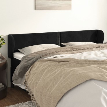 vidaXL Κεφαλάρι με Πτερύγια Μαύρο 163x23x78/88cm Βελούδινο 1 τεμ.