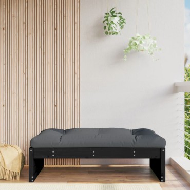 vidaXL Υποπόδιο Κήπου Μαύρο 120x80cm από Μασίφ Ξύλο Πεύκου 1 τεμ. Γωνιακός